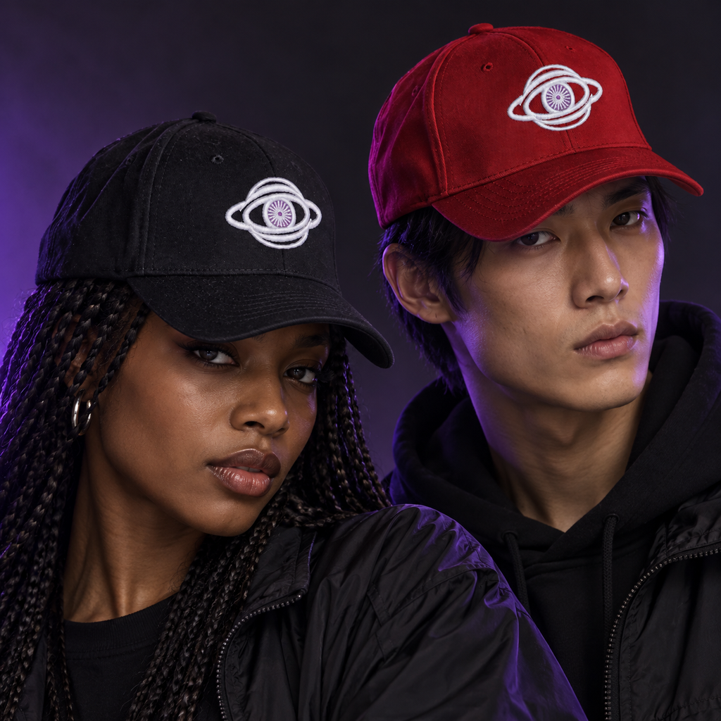 Casquettes STUDIO SAGLIO noire et rouge portées