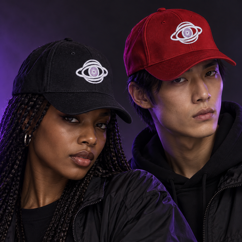 Casquettes STUDIO SAGLIO noire et rouge portées